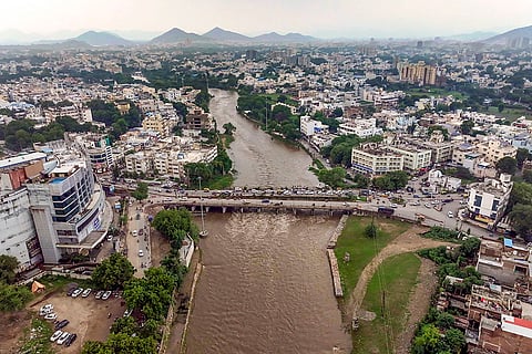 Swollen Ayad river after rains